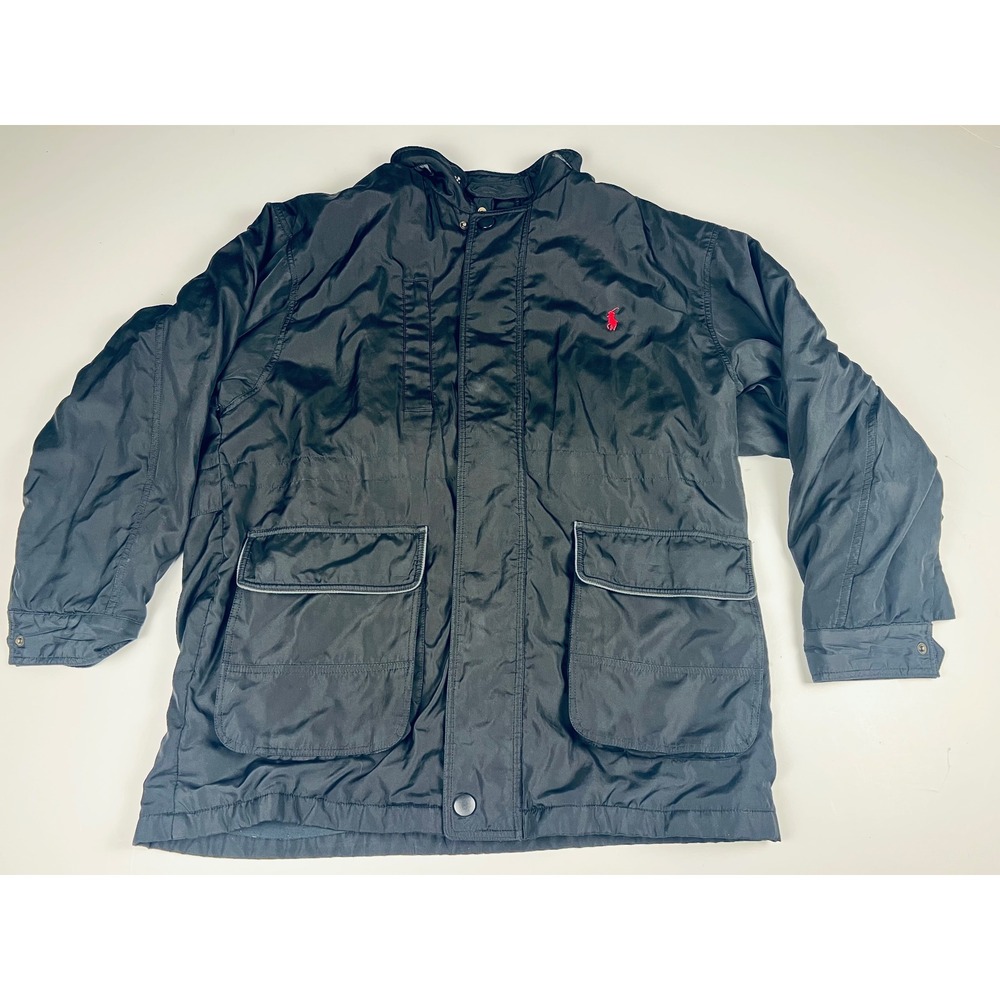 Vintage Polo Ralph Lauren Men's Black Lightweight Soft Down Feel Full Zip Jacket